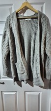 Next Medium Womens Grey Cable Knit Cardigan Casual Lounge Autumn Winter Chunky