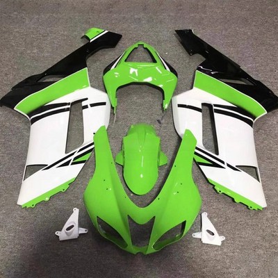 Amotopart Fairing Kit Plastic ABS For Kawasaki ZX6R 636 2007-2008 Green White