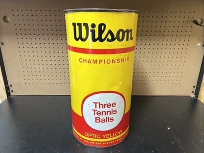 Vtg 70s 80s WILSON Original Optic Yellow 3 Championship Tennis Balls Garbage Can