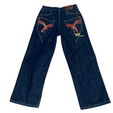 Rocawear Vintage Kids Size 14 Wide Leg Skater Jeans Wide Leg Embroidered Logo