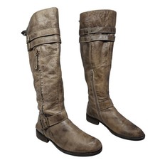 Miz Mooz Riding Boots 7 Women Kellen Brown Leather Tall Moto Buckle Distressed