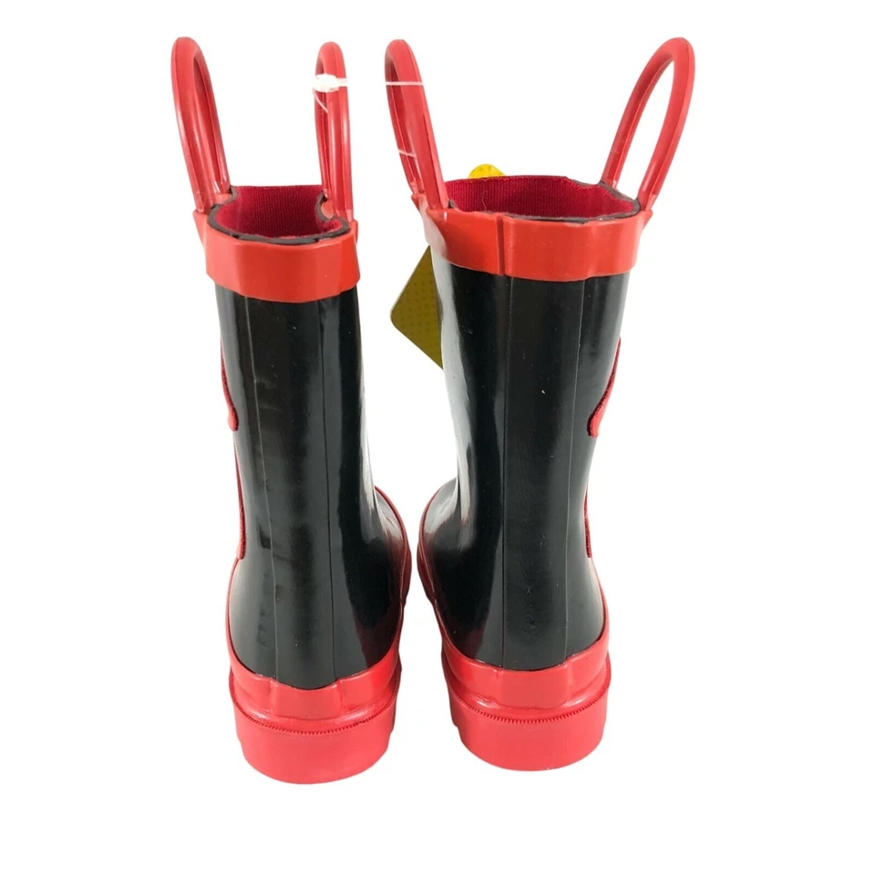 Disney Niños Pequeños Niños Niñas Botas de Lluvia Mickey Mouse Sin Cordones Goma Negro Rojo 4 Foto 3 de 4