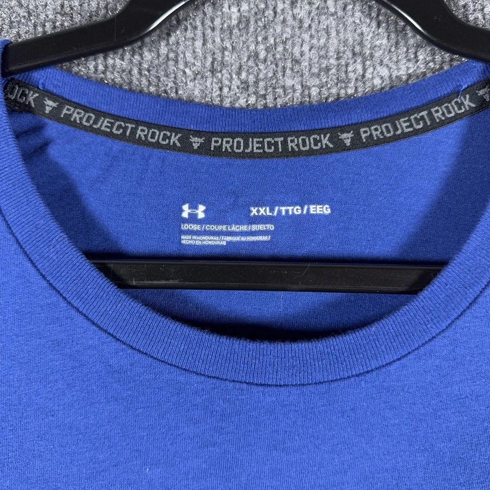 Camiseta Under Armour Project Rock Masculina 2XL Azul Brahma Bull Gráfica Solta - Imagem 3 de 4