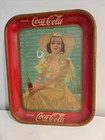 Vintage Original 1942 Coca-Cola Fancy Dressed Lady Metal Serving Tray
