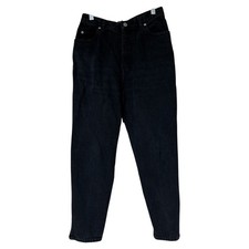 Vintage 80s Sasson Women  s Black Mom Jeans Ankle Zip Cotton High Waist Size 12