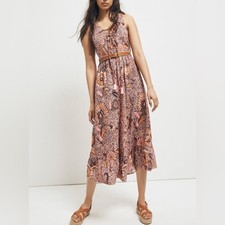NWT Madewell Lace Up Ruffle Hem Midi Dress in Blush Pink Bali Blooms Size 4 NEW