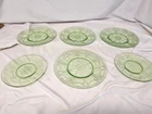 6 Hocking CAMEO Ballerina BREAD PLATE Saucer 6" 8" GREEN Depression Uranium