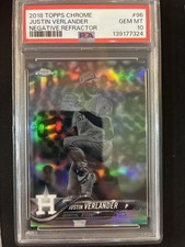 #96 Justin Verlander 2018 Topps Chrome Houston Astros sports Negative Refractor