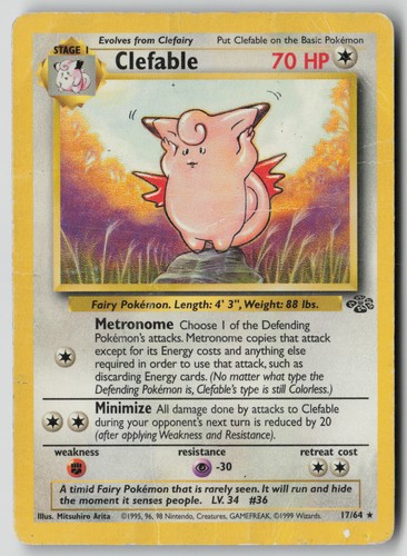 Clefable 17/64 Rare Jungle Pokemon Unlimited DMG