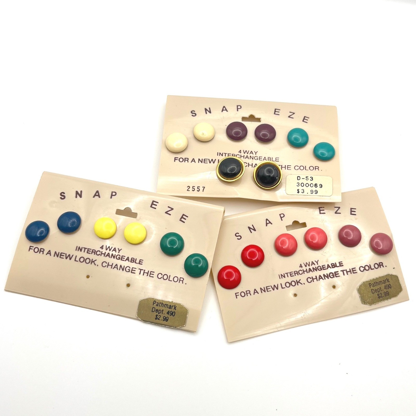 Vintage Snap Eze Interchangeable Earring Sets 3 C… - image 1