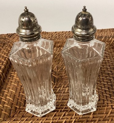 Large Oversized Clear Lead Crystal Salt & Pepper Shakers