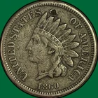 1860 Pointed Bust Indian Head Cent Very Fine VF Coin, Gouge #41293