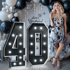 Black Marquee Numbers 4 Feet Tall: Large 40th Birthday Decorations for Her Hi...