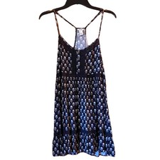 Forever 21 Size Large Junior Black Floral Spaghetti Strap Halter Mini Dress