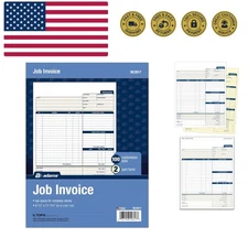 Job Invoice Forms, 2-Part Carbonless, For Service and Repair Billing, 100 Ind...