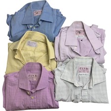 PINK Multicoloured Cotton Dress Shirts Men's Check Button-Down - 15.5