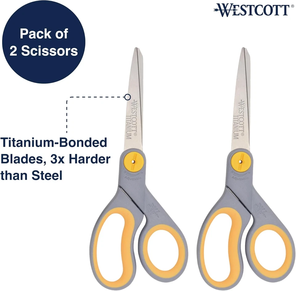 Westcott 8-Inch Titanium-Bonded Scissors with Adjustable Glide Feature for Offic - Image 2 of 4