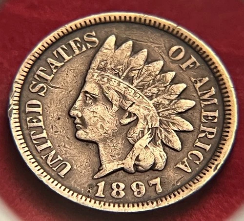 1897 Indian Head Cent Penny VF Details Brown JC1370