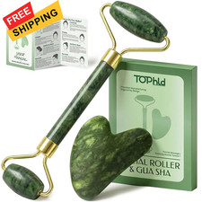 Face Roller  Gua Sha Facial Tools, Massager for Self Care, 2PCS, Green