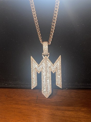 MOISSANITE 925 Silver custom Letter M with Star. Free Miami Cuban with purchase.