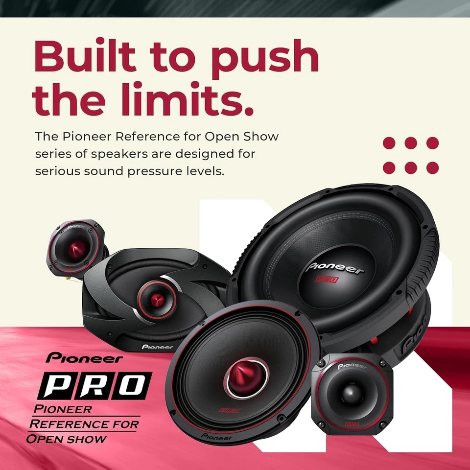 Pioneer P.R.O. Series TS-M651PRO 6.5” Speakers 6.5 Component - 300W, Black - Image 2 of 4
