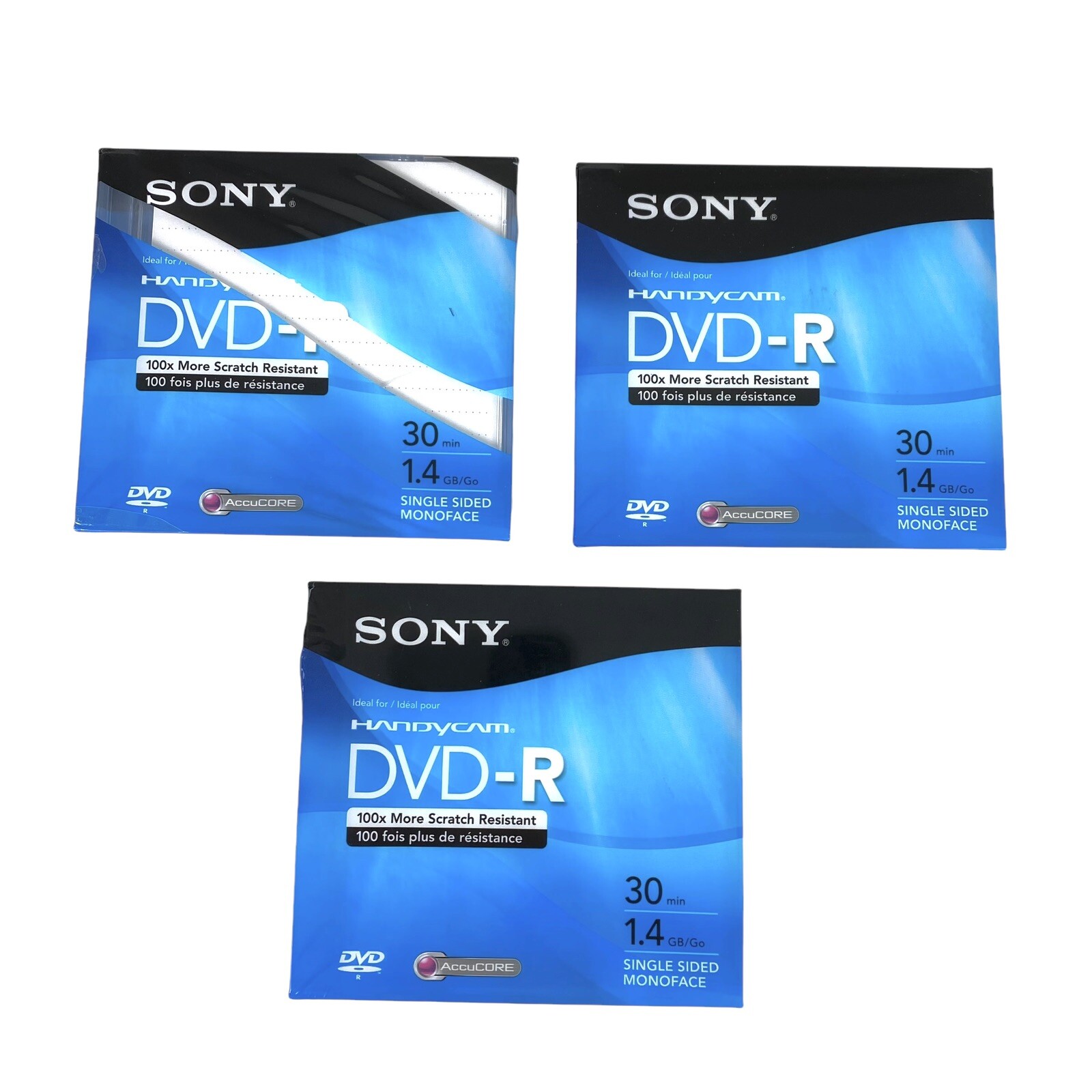 Set Of 3 Sony HandyCam DVDR Disks New Sesled 30 Min 1.4 GB Single