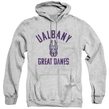 UAlbany Adult Pullover Hoodie Great Danes Logo, Athletic Heather, S-3XL