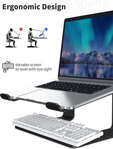 Laptop Stand, Aluminum Ergonomic Riser for Desk,Compatible with 10-15.6" Laptops - Picture 3 of 89