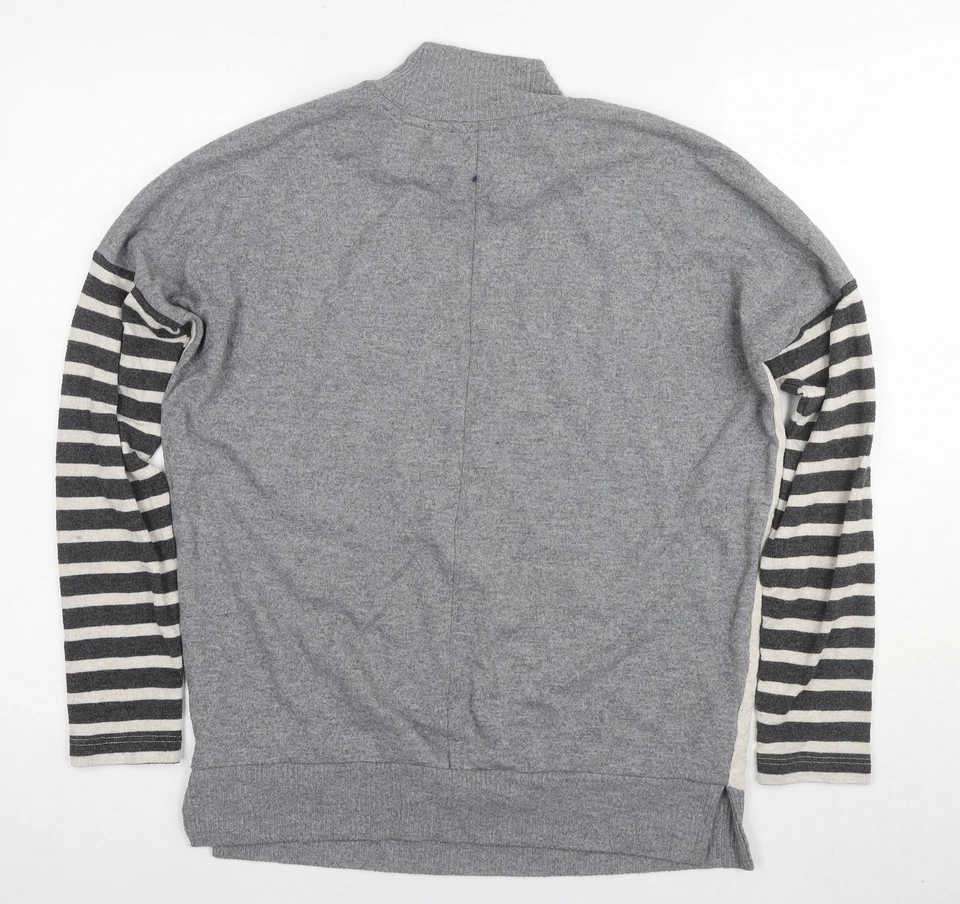 Next Women's Grey Striped Jumper, Size 6, Mock Neck - Image 2 of 4
