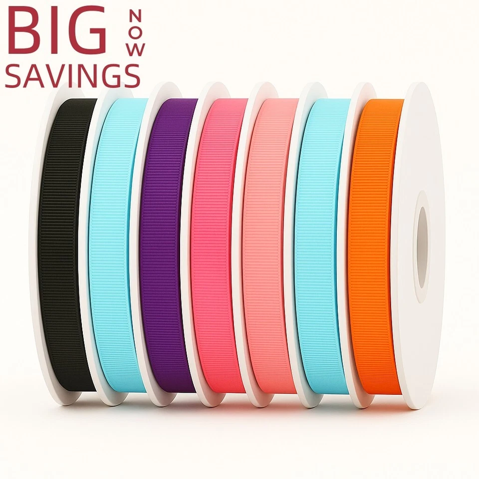 VIVI'S COLLECTION 90 Meters Grosgrain Ribbon Full Roll Spool Job Lot 9mm 25mm Width Clearance