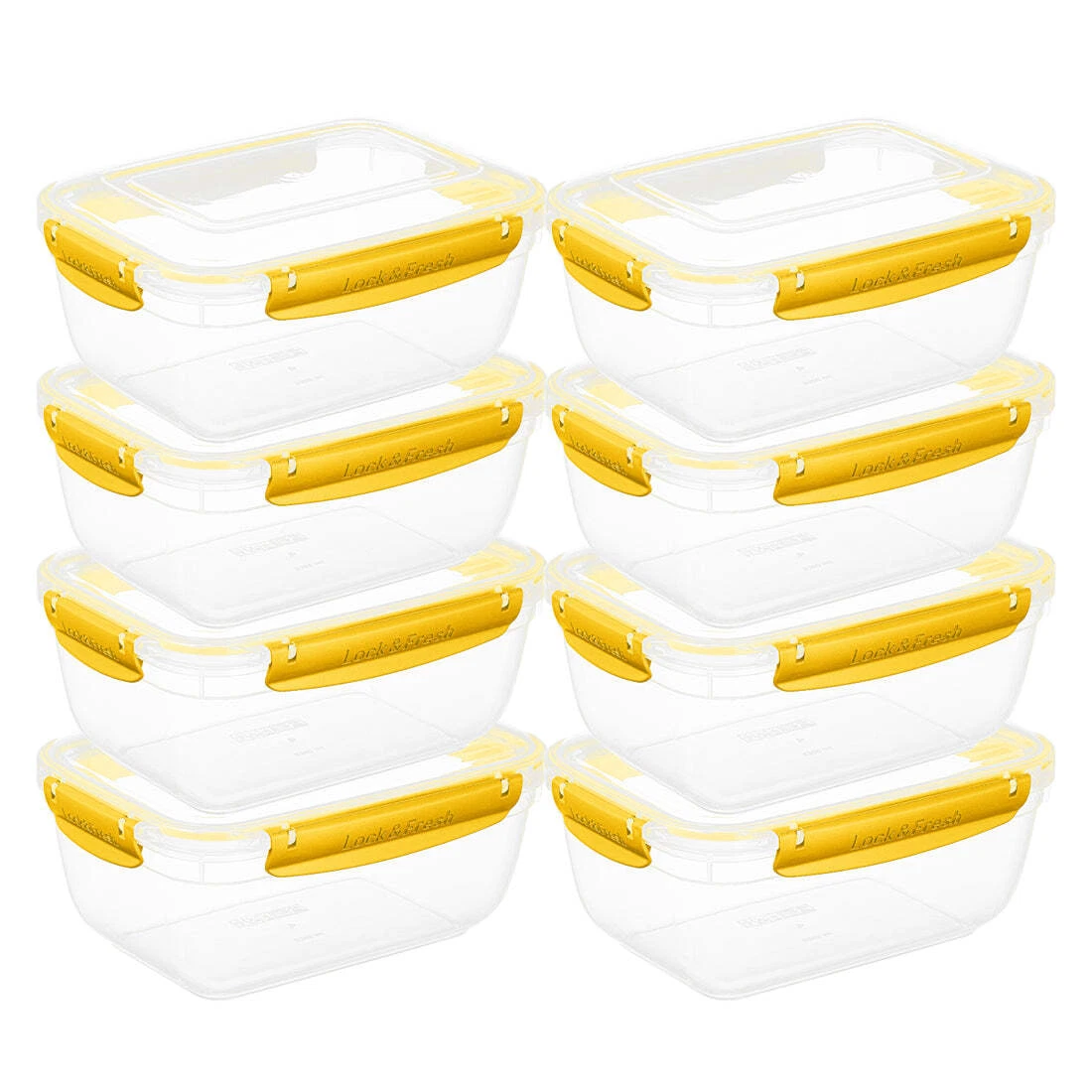 Superio Plastic Food Storage Containers, Airtight Lids, 80 oz., Yellow, 8 pack