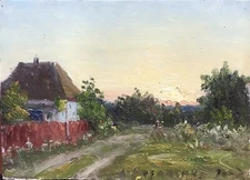 Oil painting Evening Landscape Ukrainian painter original art