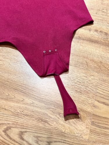 Vintage Wolford Satin Naturel Short Sleeve Thong Bodysuit Red Women's Size L - Picture 4 of 9