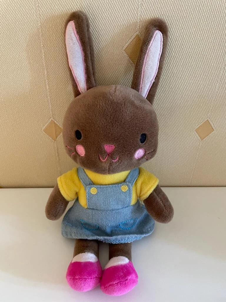 Sainsbury s Brown Bunny Rabbit Girl In Denim Dress Easter Soft Plush Toy 10