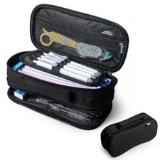 Big Capacity Pencil Case, Large Capacity Pencil Pouch Multi-Slot Pencil Black