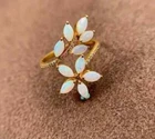 3 Ct Marquise Cut Lab-Created Fire Opal Engagement Ring 14k Yellow Gold Plated