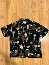 Vintage Paradise Found Regal Happy Hour Drinks Hawaiian Shirt Men's Size Large