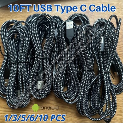 1-10X Lot 10ft USB Type C Fast Charger Cable Charging Cord For Samsung iPhone 15