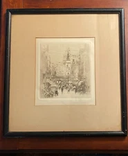 Framed Etching/ Aquatint by WILLIAM WALCOT (1874-1943 )  "Ludgate Hill" 1921