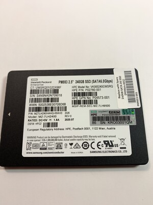 Samsung PM883 2.5” 240GB SSD SATA6.0Gbps MZ7LH240HAHQ solid state