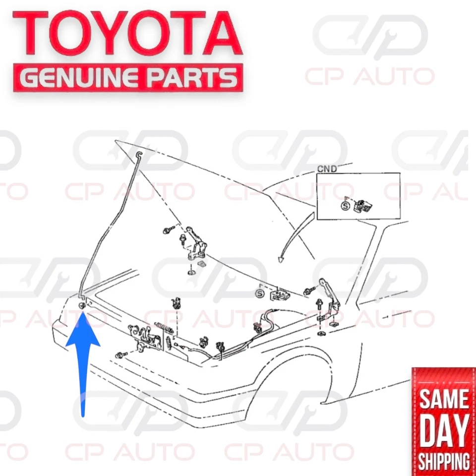 83 - 91 TOYOTA CAMRY CAPÓ SOPORTE VARILLA GOMA OJAL CANTIDAD 1 OEM NUEVO Foto 4 de 4