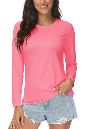 UPF 50+ Women's Long Sleeve Hiking Sun Shirts Quick Dry Gym Workout Casual Tops - Picture 90 of 103