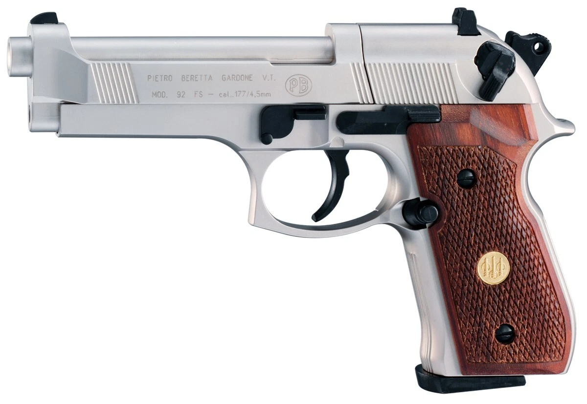 Umarex Beretta M 92 FS Nickel/Wood .177 Cal CO2 Air Pistol 2253002