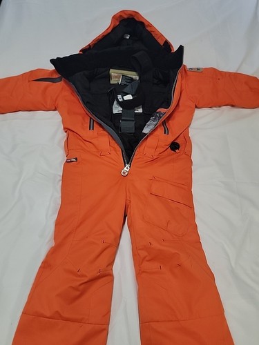 Obermeyer Ski Suit I-Grow Kid Size 3 With Hood & Suspenders One Piece Orange - Picture 22 of 23