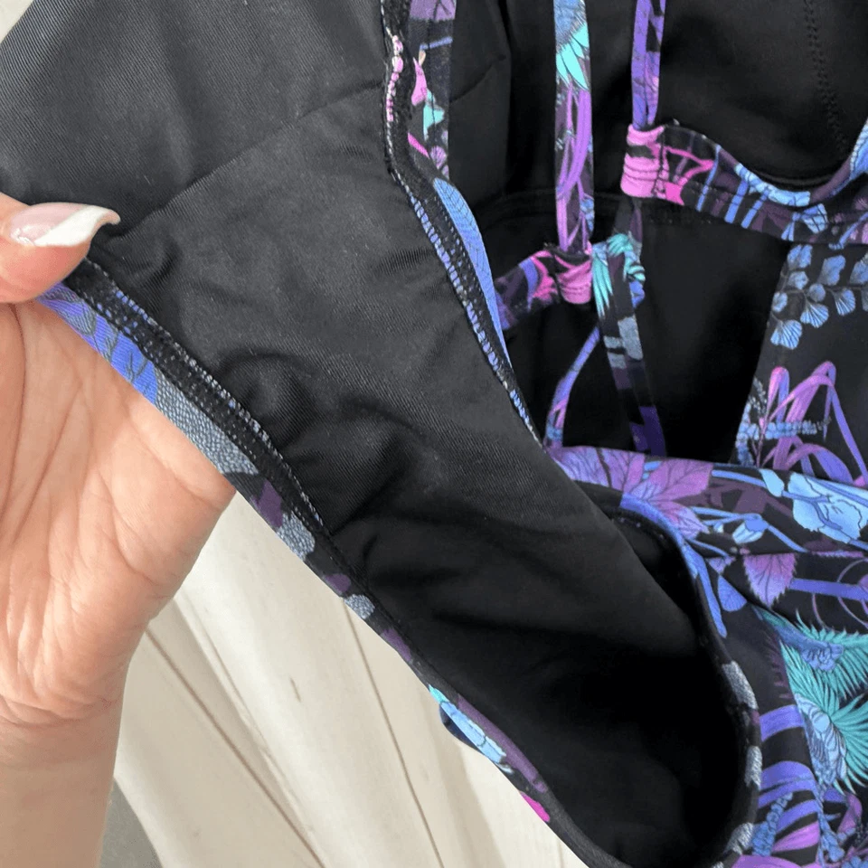 Title Nine Mujer Pequeño Púrpura Negro Azul Floral Una Pieza Piscina Ocean Beac Foto 4 de 4