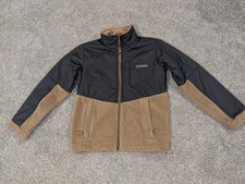 Columbia Youth Fleece Hybrid Jacket Nylon Panel Full Zip Khaki Black Size S 8