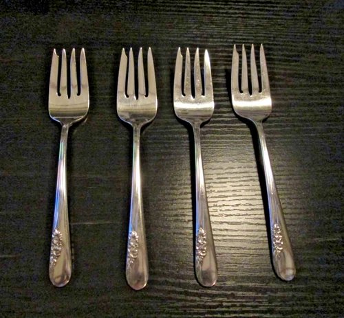 Four  International Sterling Silver Salad Fork 6-1/2"  Blossom Time 37 Gr.
