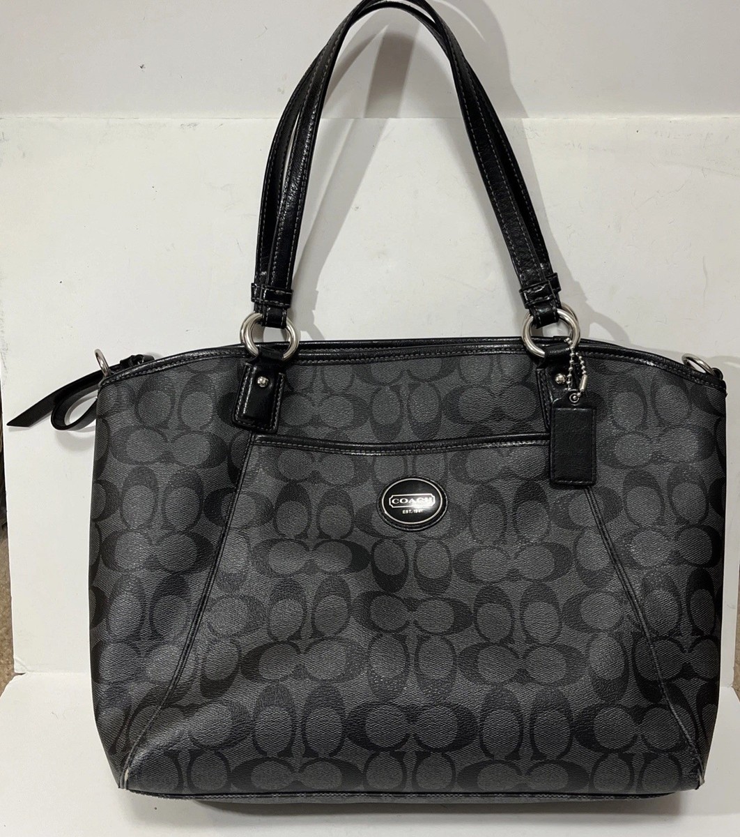 Coach Peyton Pocket Tote Black & Gray F19816 | eBay