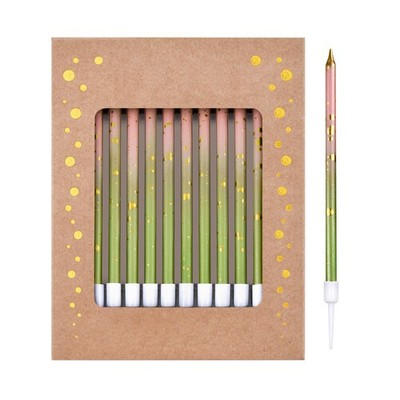 Birthday Party Candles, Long Thin, Cake Decorations, Pink Green Gold
