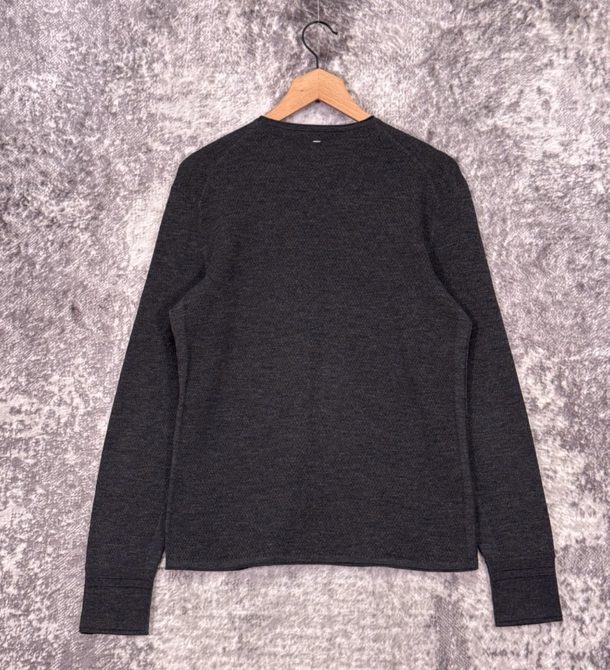 Rag & Bone Sweater Small Mens Extra Fine Merino Wool Gray Crewneck Textured - Image 3 of 4